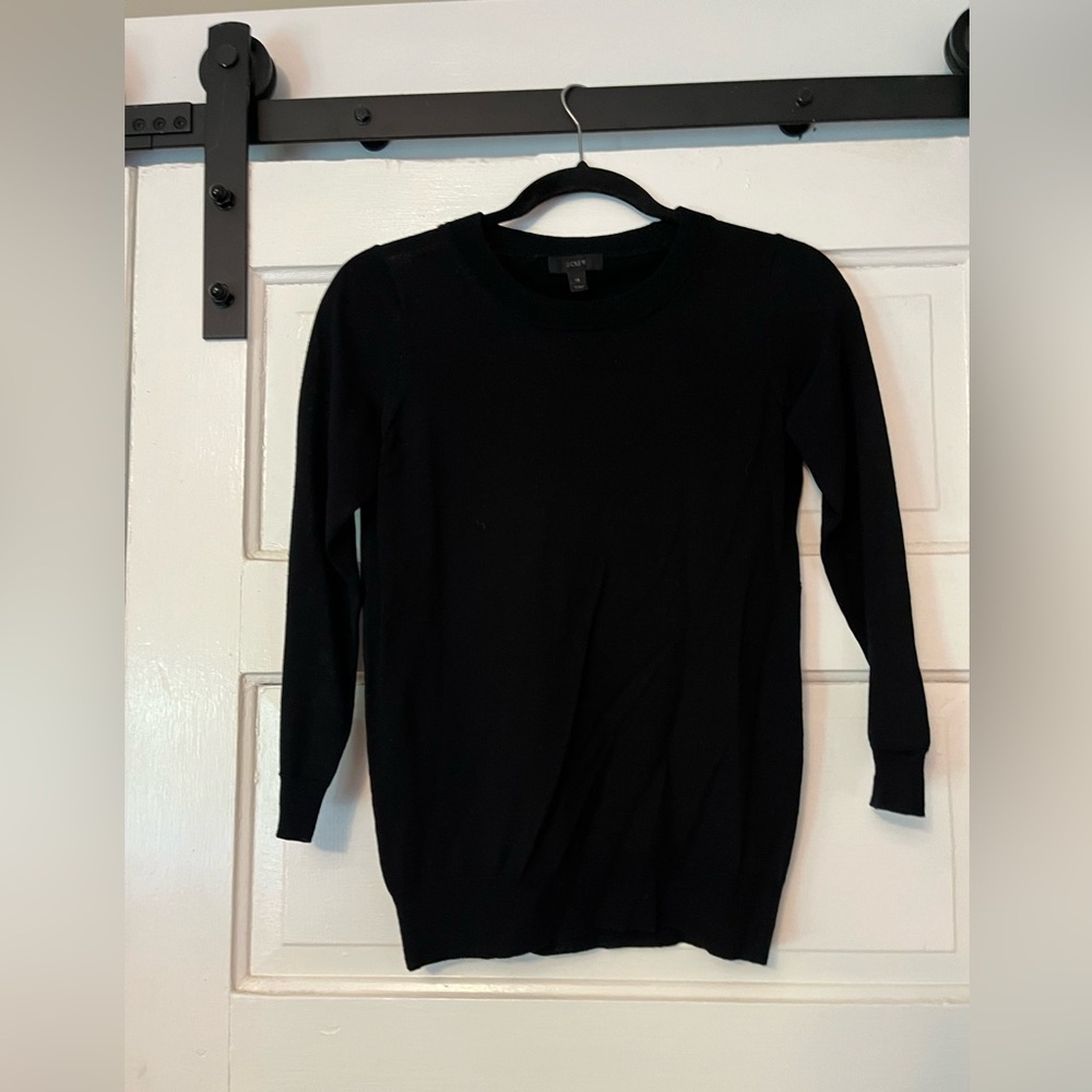 J crew tippi 3/4 sleeve black sweater